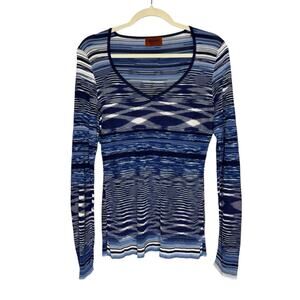 Vintage Missoni Blue V-Neck Sweater